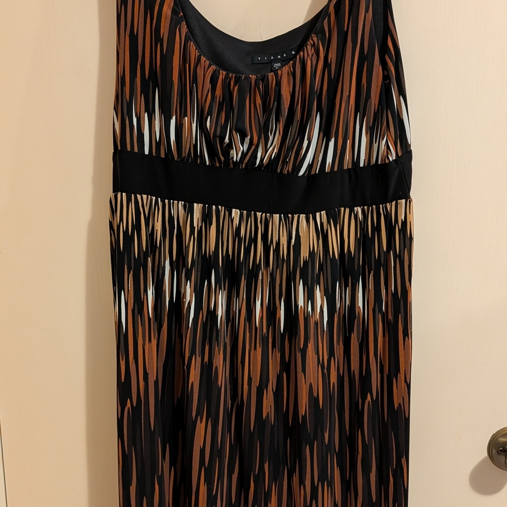 Tiana B. Black and Brown Patterned Maxi Dress